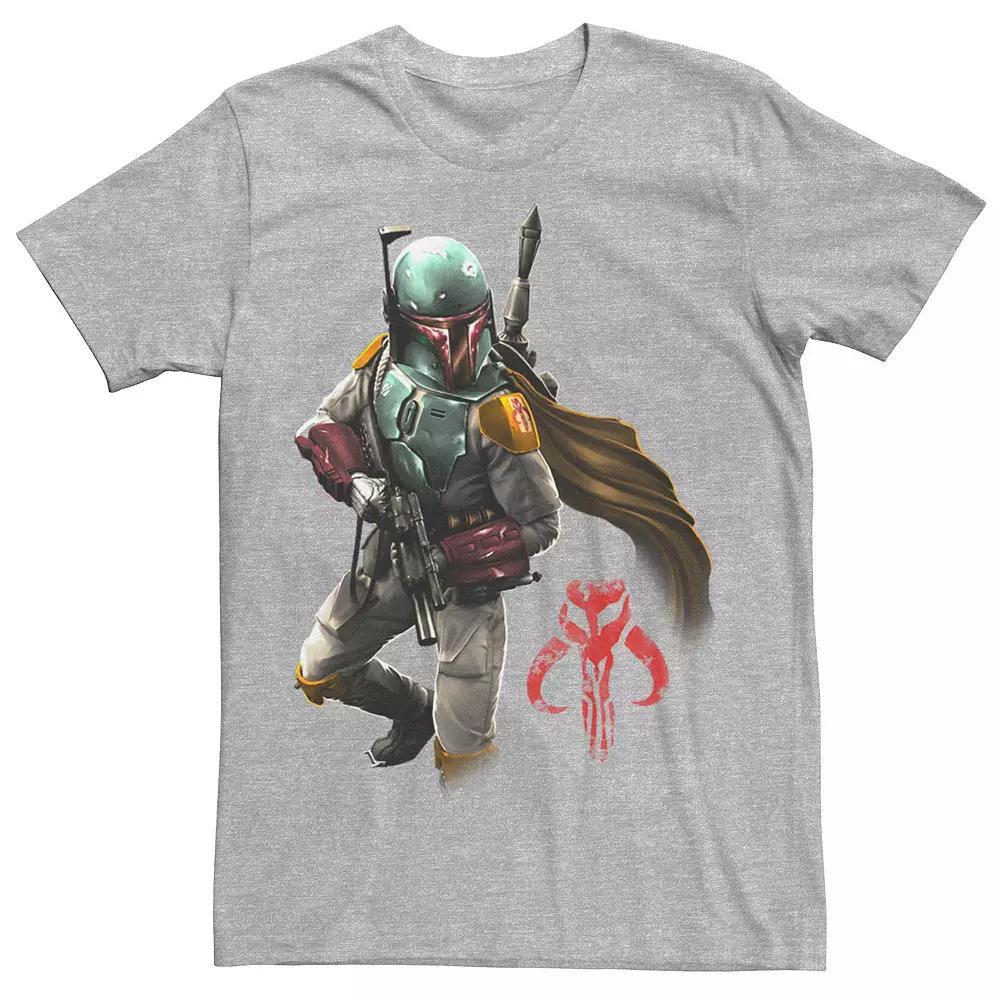 Men's Star Wars Boba Fett Grunge Profile Tee, Size: 3XL, Athletic Grey Product Image