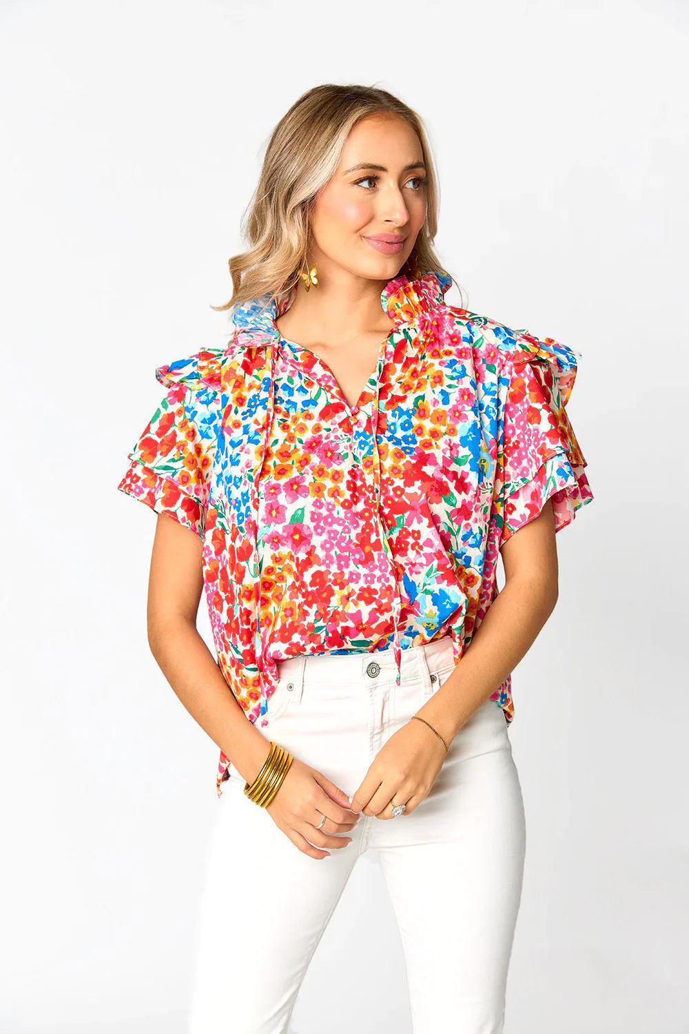 Shauna Ruffle Shoulder Top Product Image