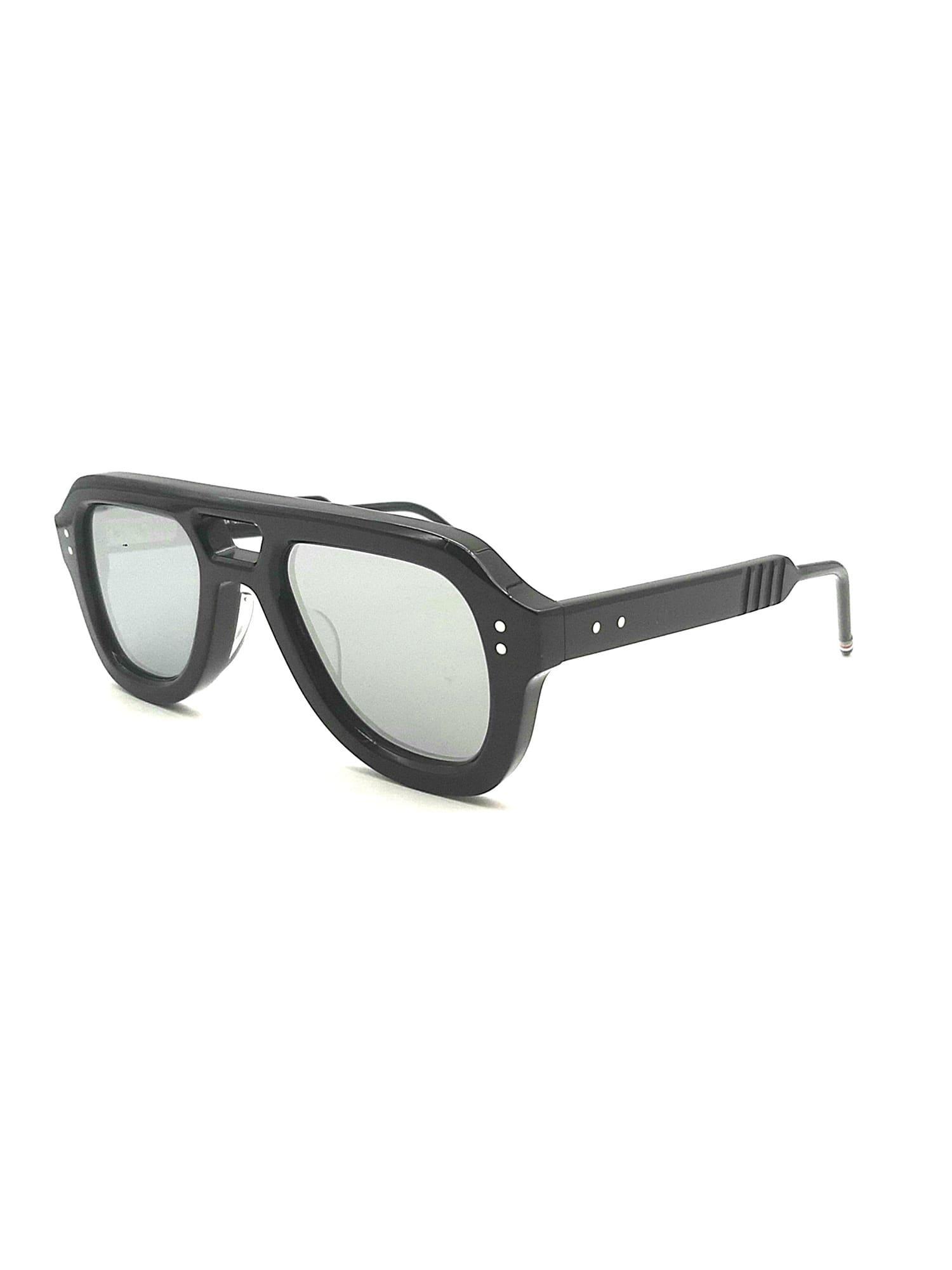 THOM BROWNE Rectangular Aviator Sunglasses - Black Sunglasses Product Image