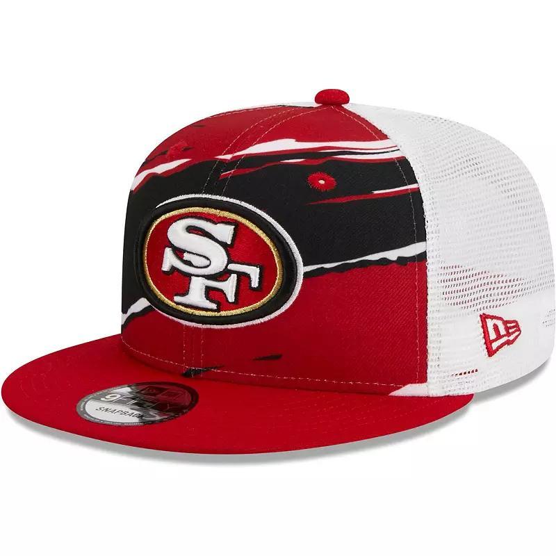 Mens New Era Scarlet San Francisco 49ers Tear Trucker 9FIFTY Snapback Hat Product Image