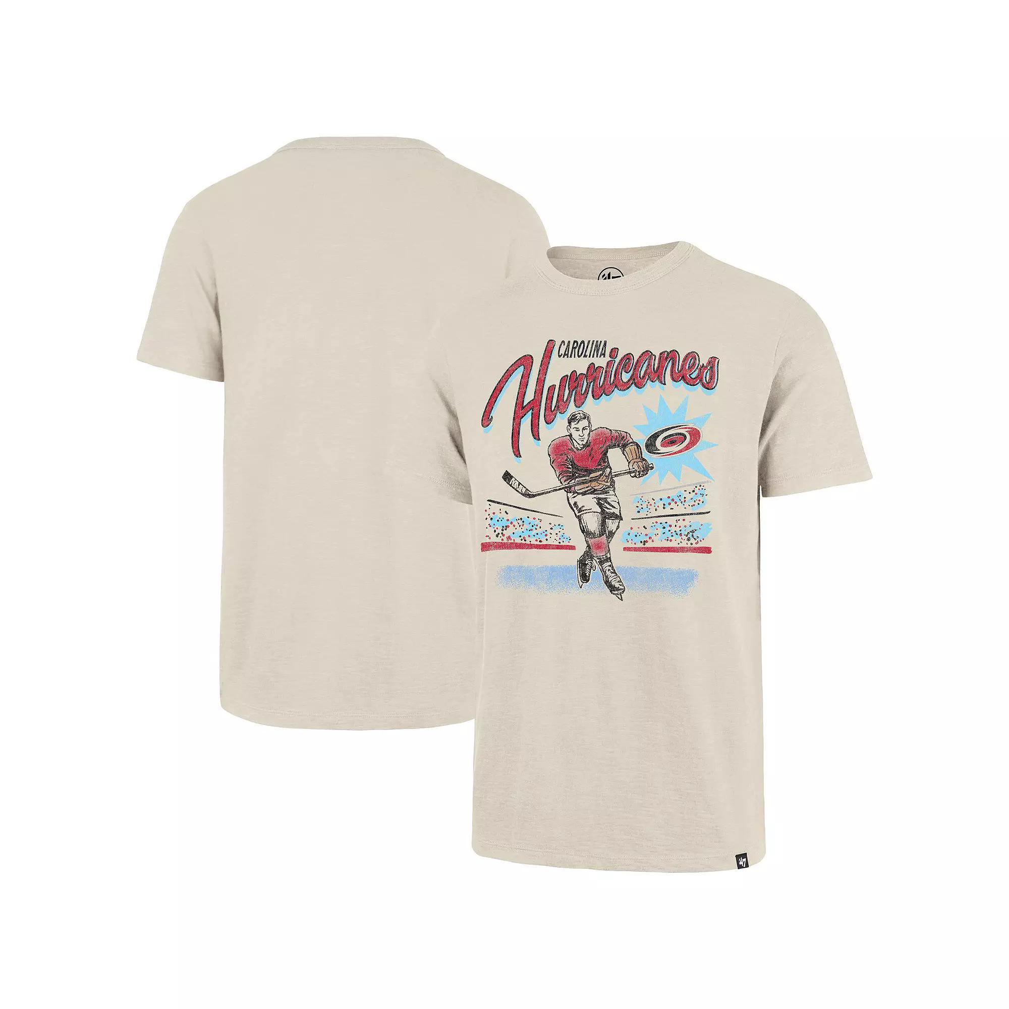Men's '47  Natural Carolina Hurricanes Hockey Player Golden Age Scrum T-Shirt, Size: 3XL, Beige Product Image
