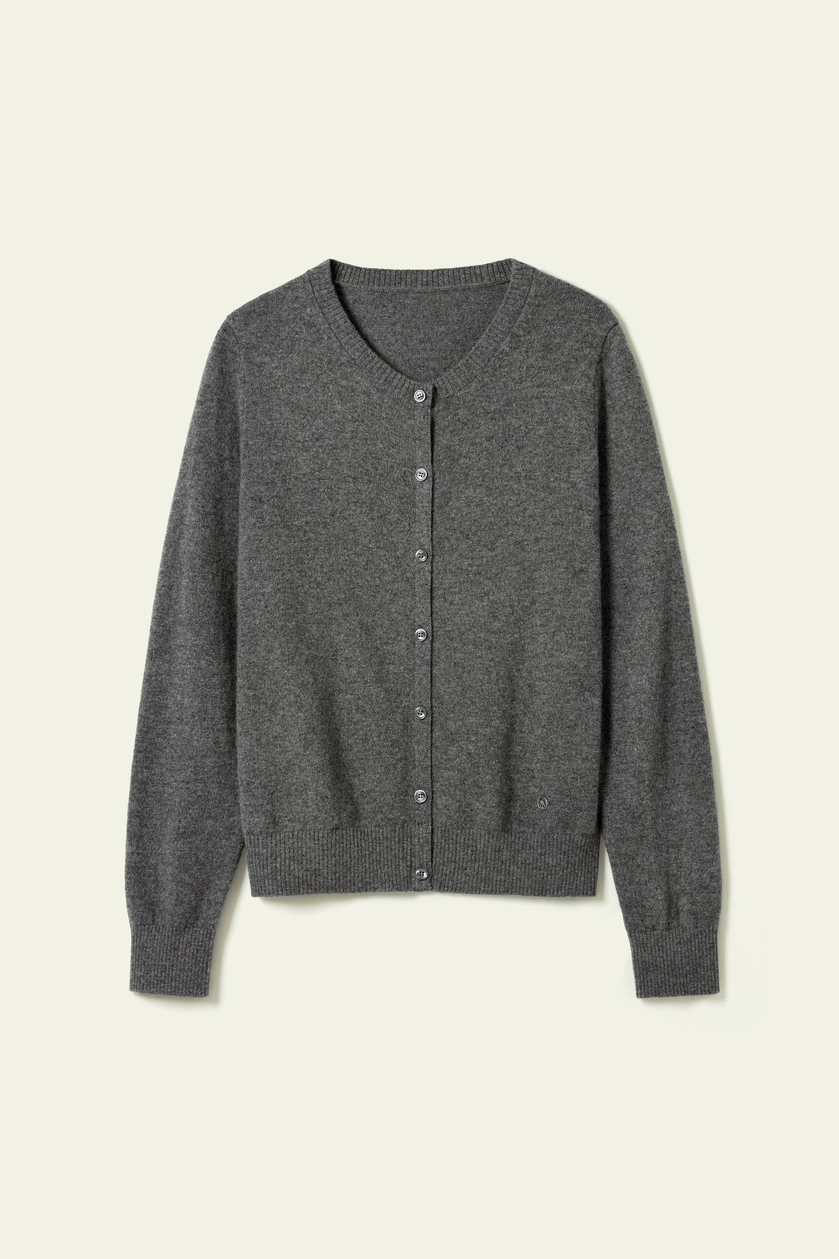LILYSILK Women's Cashmere Cardigan | Fitted Crew Neck | 100% Cashmere | Soft & Breathable | Medium Gray | M Product Image