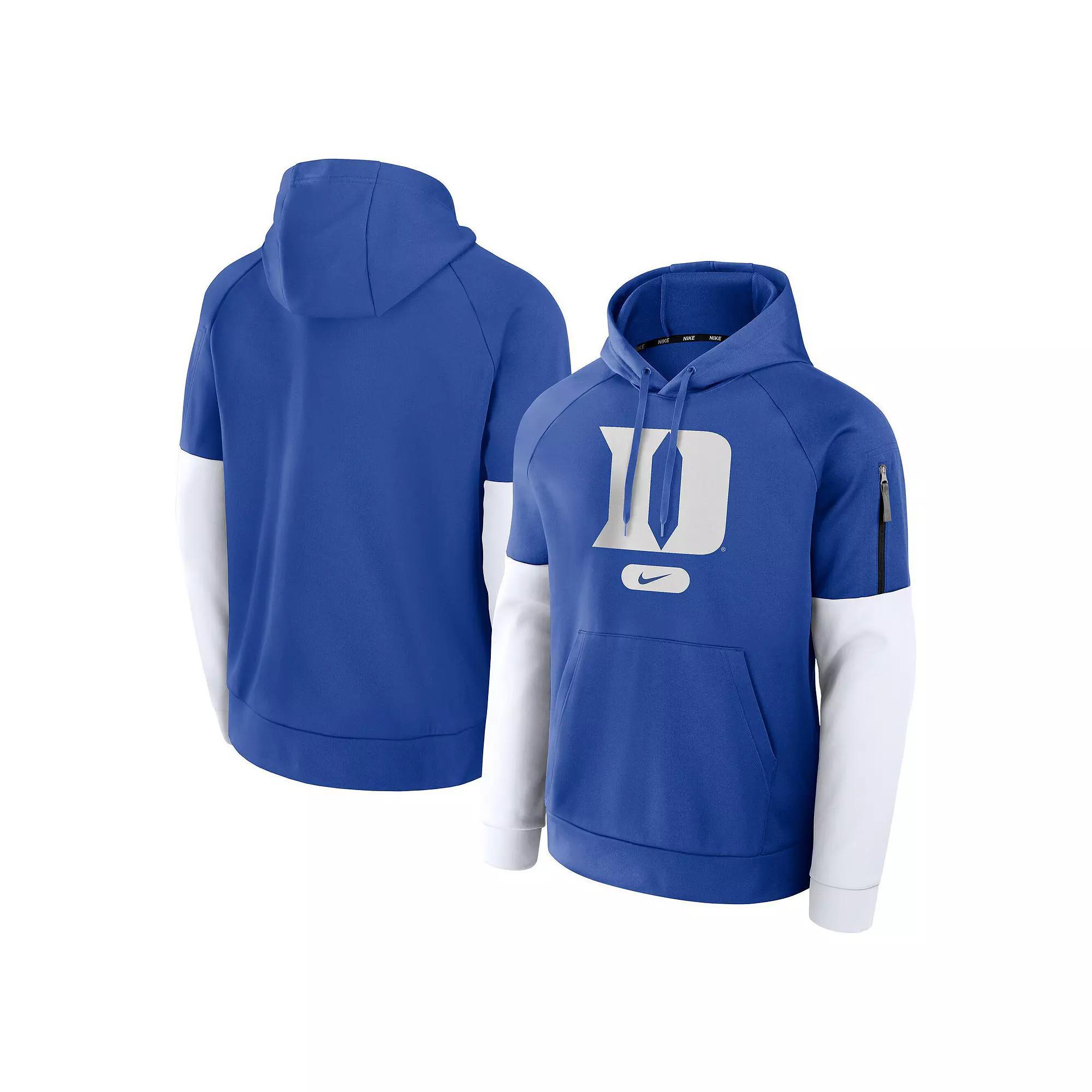 Men's Nike Royal Duke Blue Devils Fitness Raglan Performance Pullover Hoodie, Size: 2XL Product Image