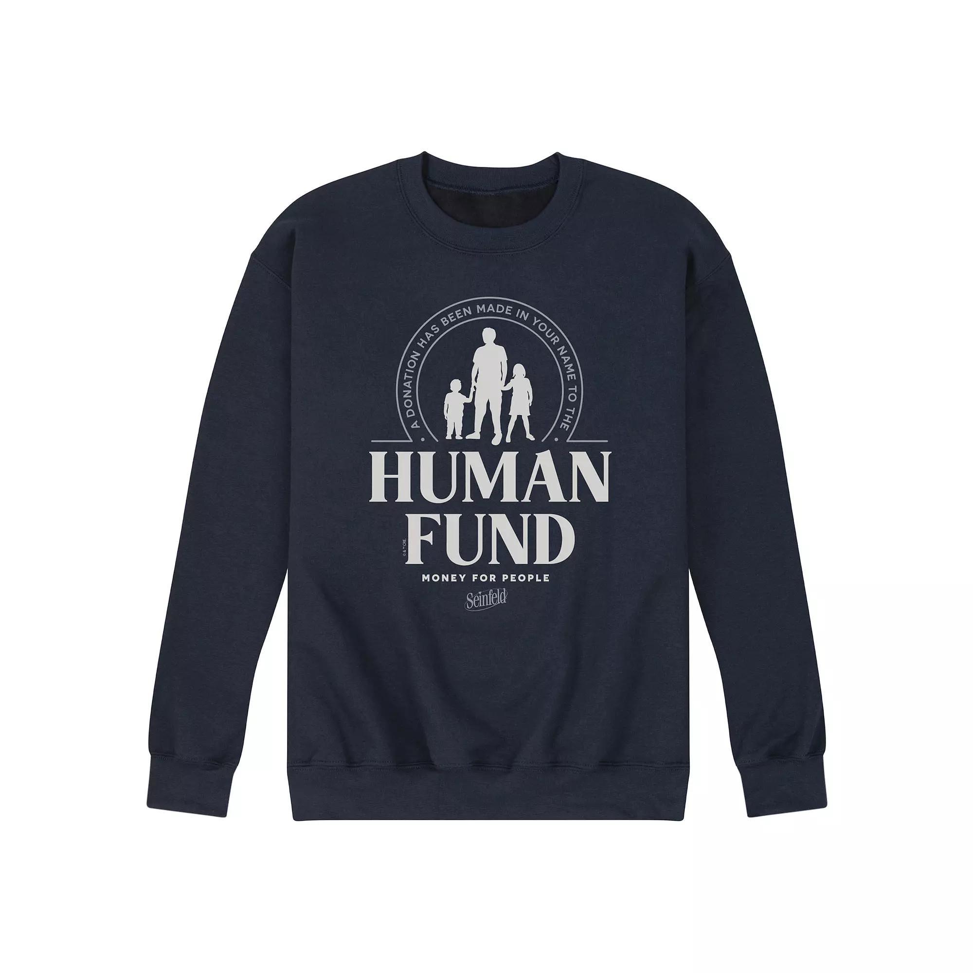 Men's Seinfeld The Human Fund Fleece Sweatshirt, Size: Large, Blue Product Image