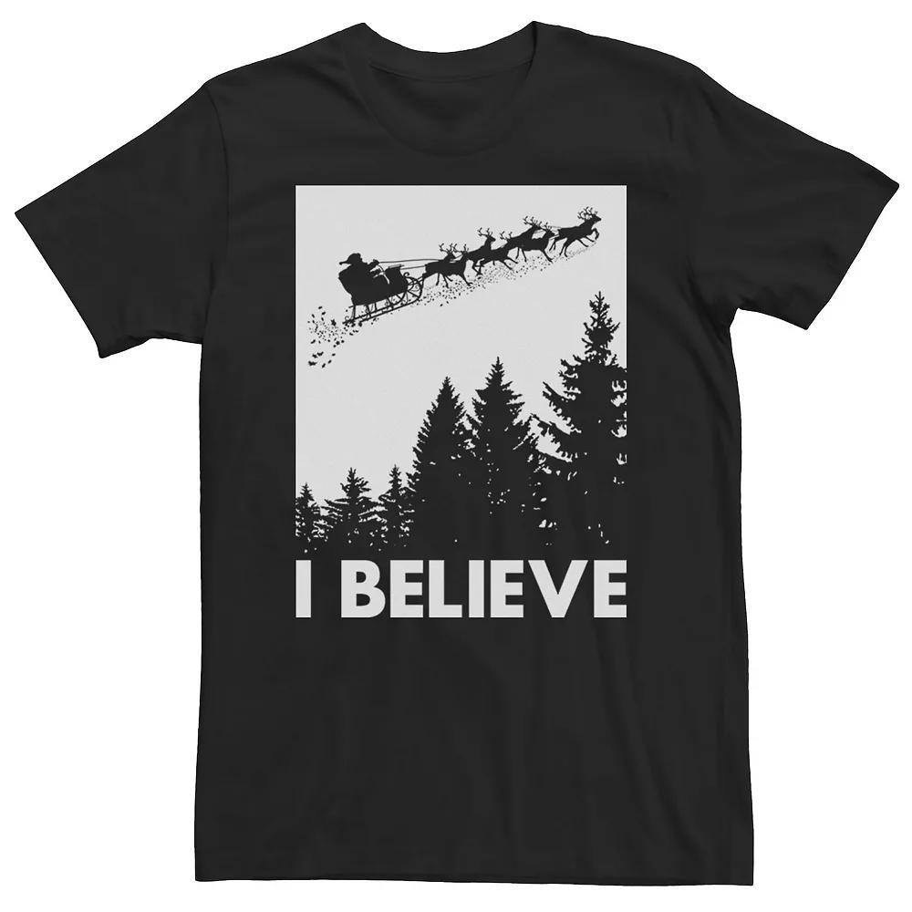 Men's Santa Claus I Believe Reindeer Christmas Tee,  Product Image