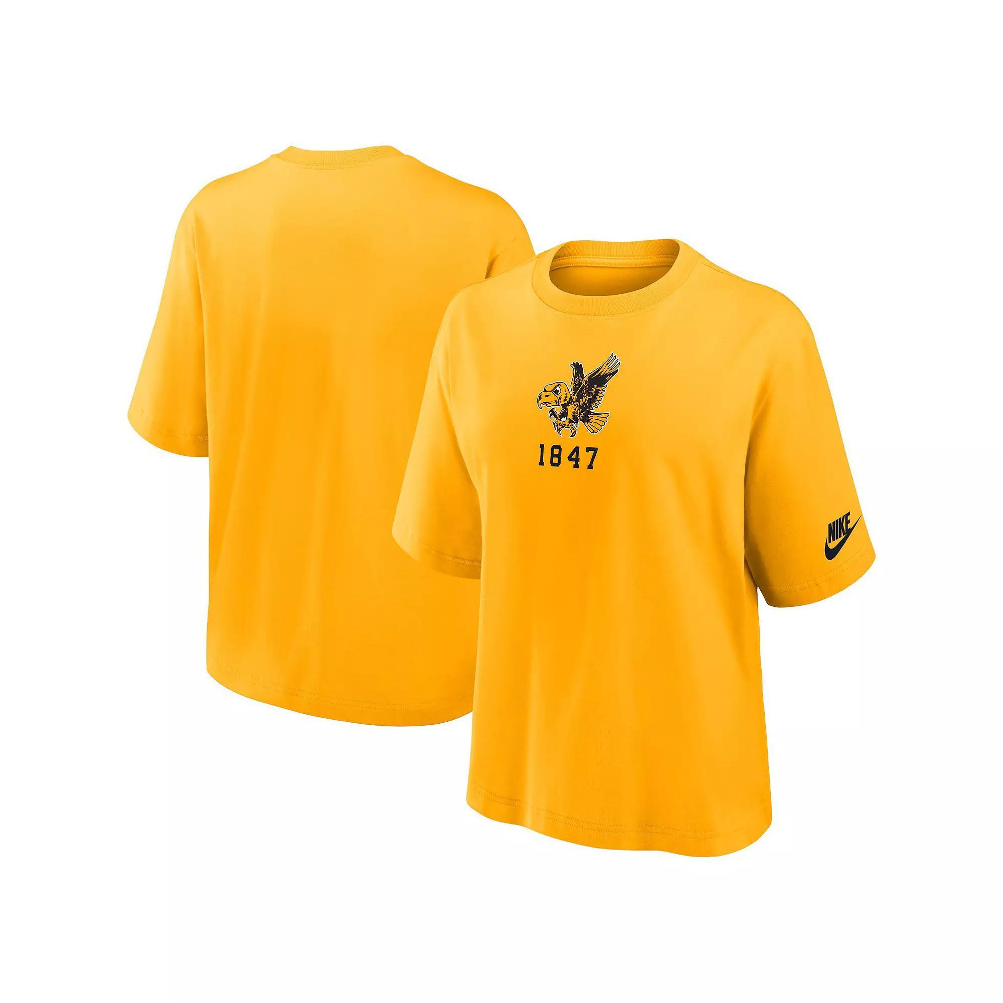 Women's Nike Gold Iowa Hawkeyes Boxy Legacy Established T-Shirt, Size: Medium Product Image
