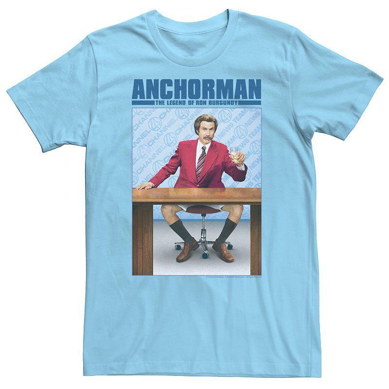 Men's Anchorman Ron Burgundy Poster Tee, Size: 3XL, Light Blue Product Image