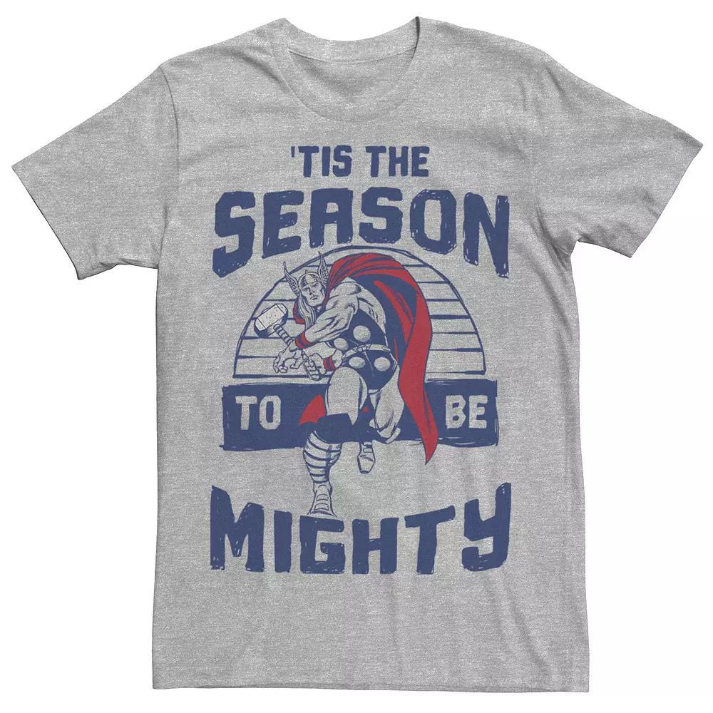 Men's Marvel Thor 'Tis The Season To Be Mighty Christmas Graphic Tee, Size: Medium, Athletic Grey Product Image