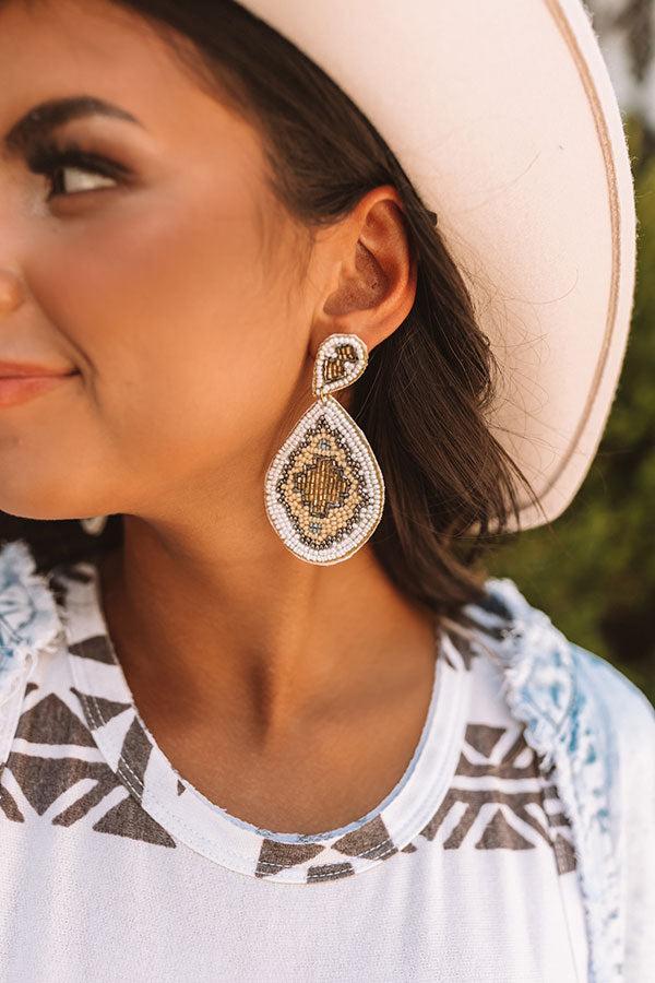 Tuscan Trail Beaded Earrings In White Product Image