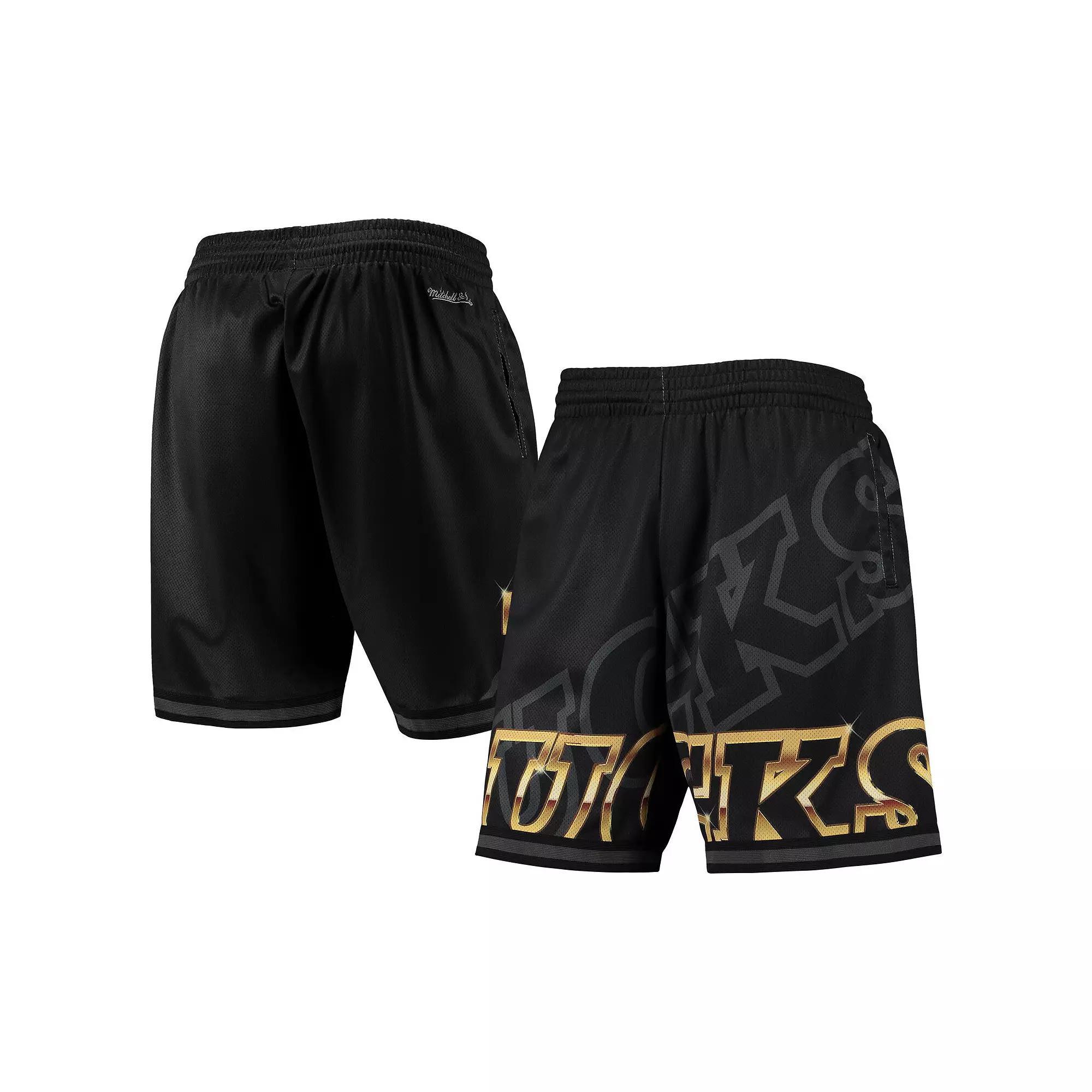 Men's Mitchell & Ness Black Milwaukee Bucks Big Face 4.0 Fashion Shorts,  Product Image