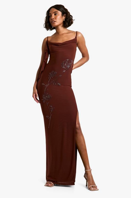 Tall Floral Hand Embellished Cowl Maxi Dress Product Image