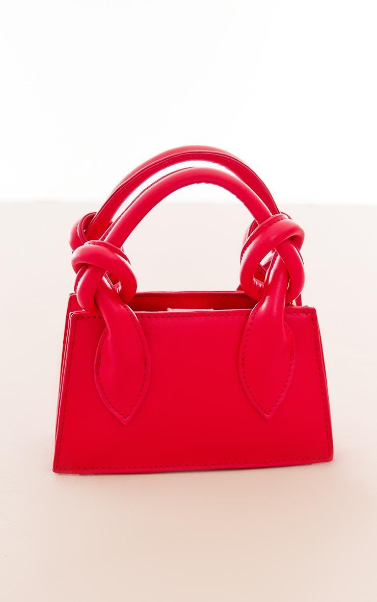 Cherry Red Pu Mini Knot Handle Grab Bag Product Image