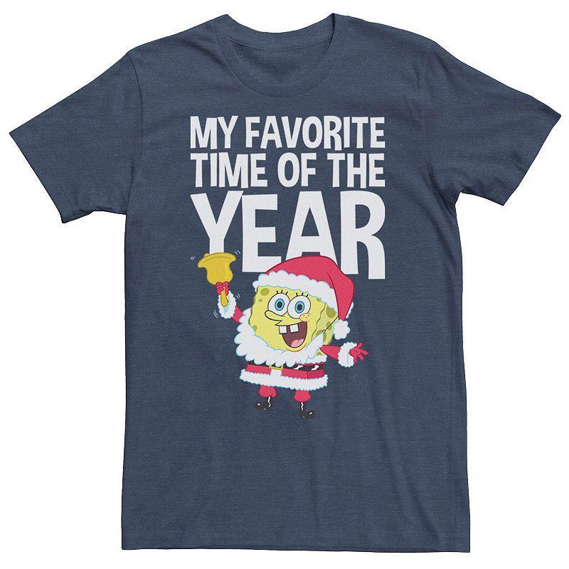 Mens Spongebob Squarepants Santa Christmas Tee Kelly Grey Product Image