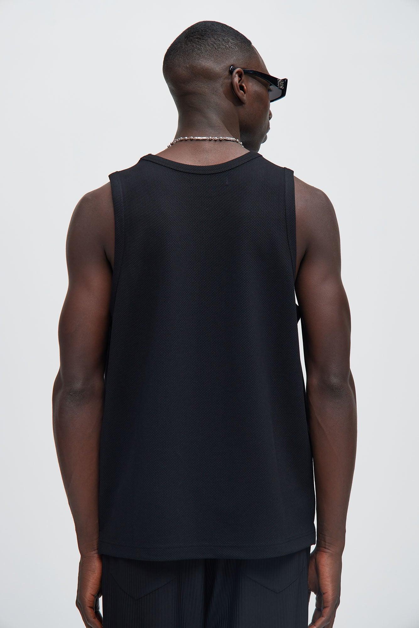 Kamryn Textured Tank Top - Black Product Image