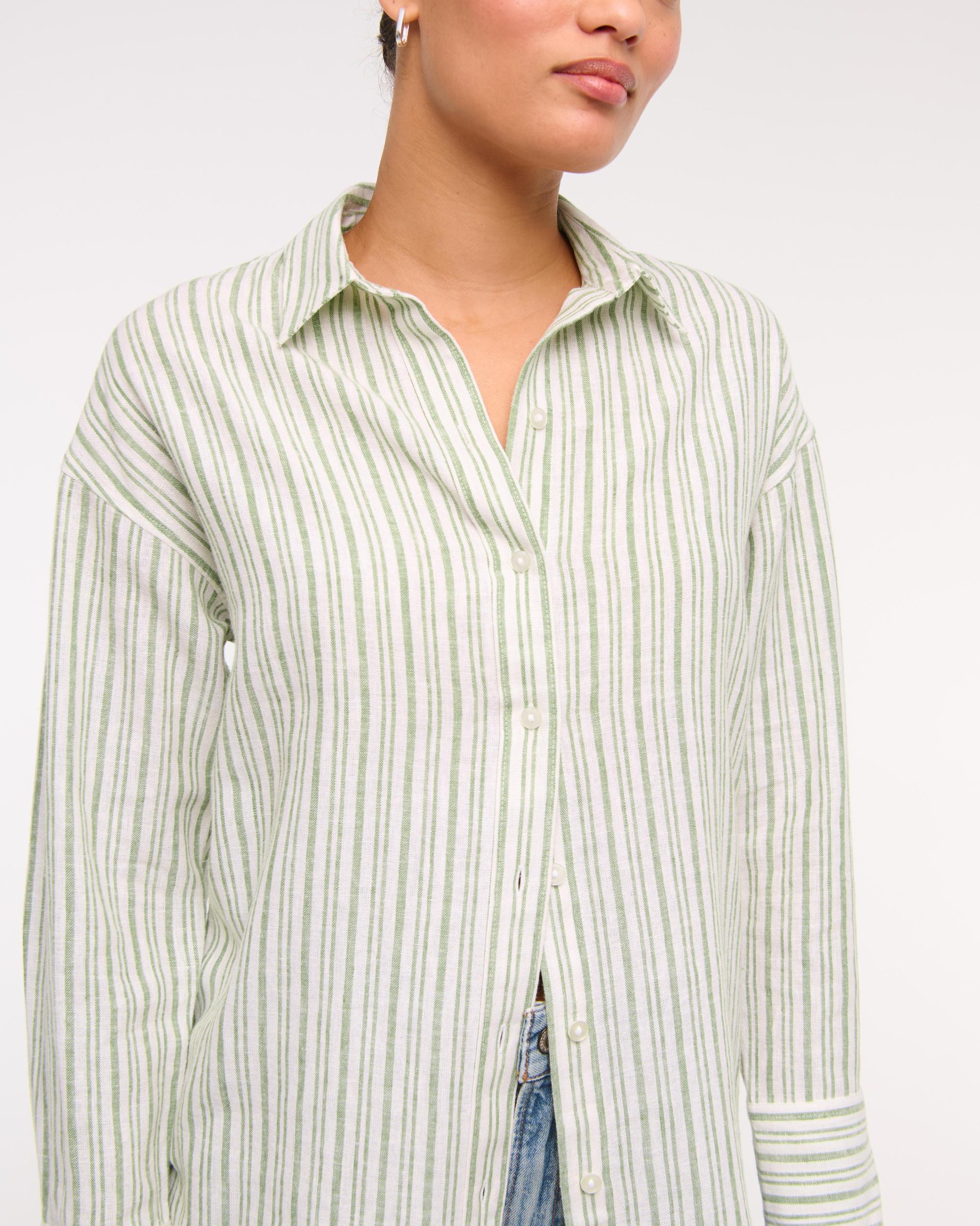 Oversized Linen-Blend Shirt Product Image