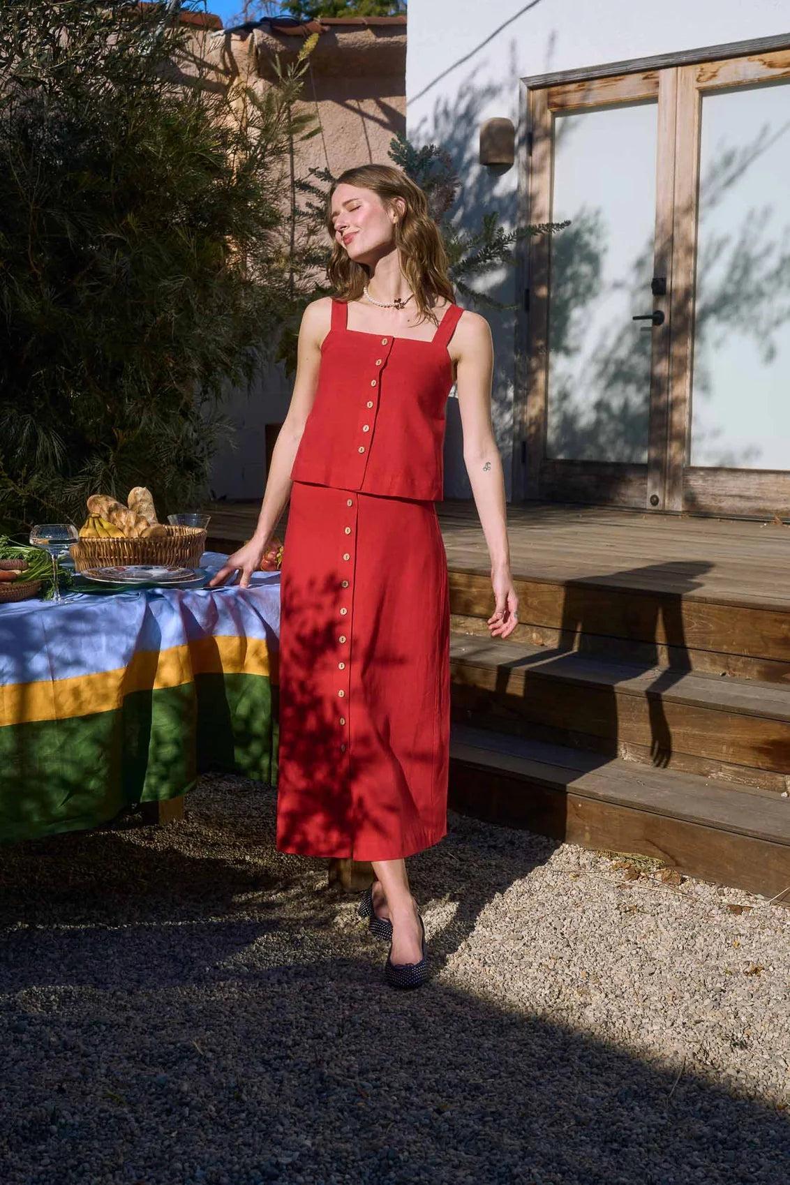 Button Front Square Neck Top Product Image