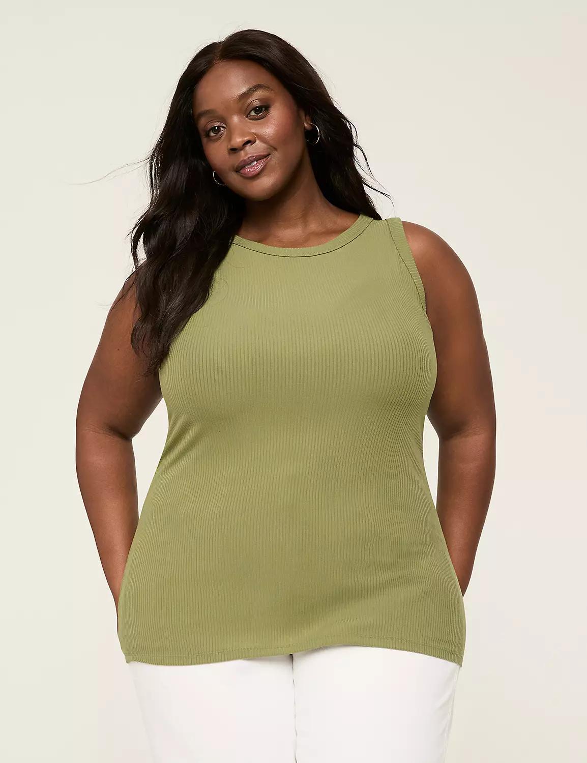 High-Neck Rib Tank Product Image