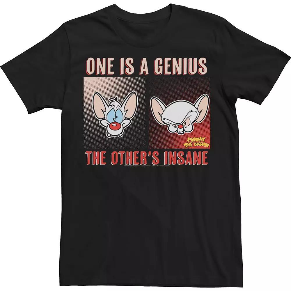 Men's Pinky And The Brain One Is A Genius The Other's Insane Tee, Size: Large, Black Product Image
