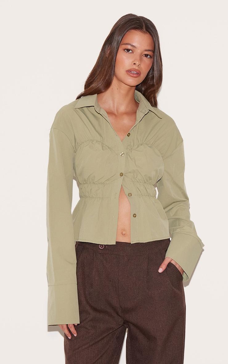 Sage Shirred Shirt Product Image