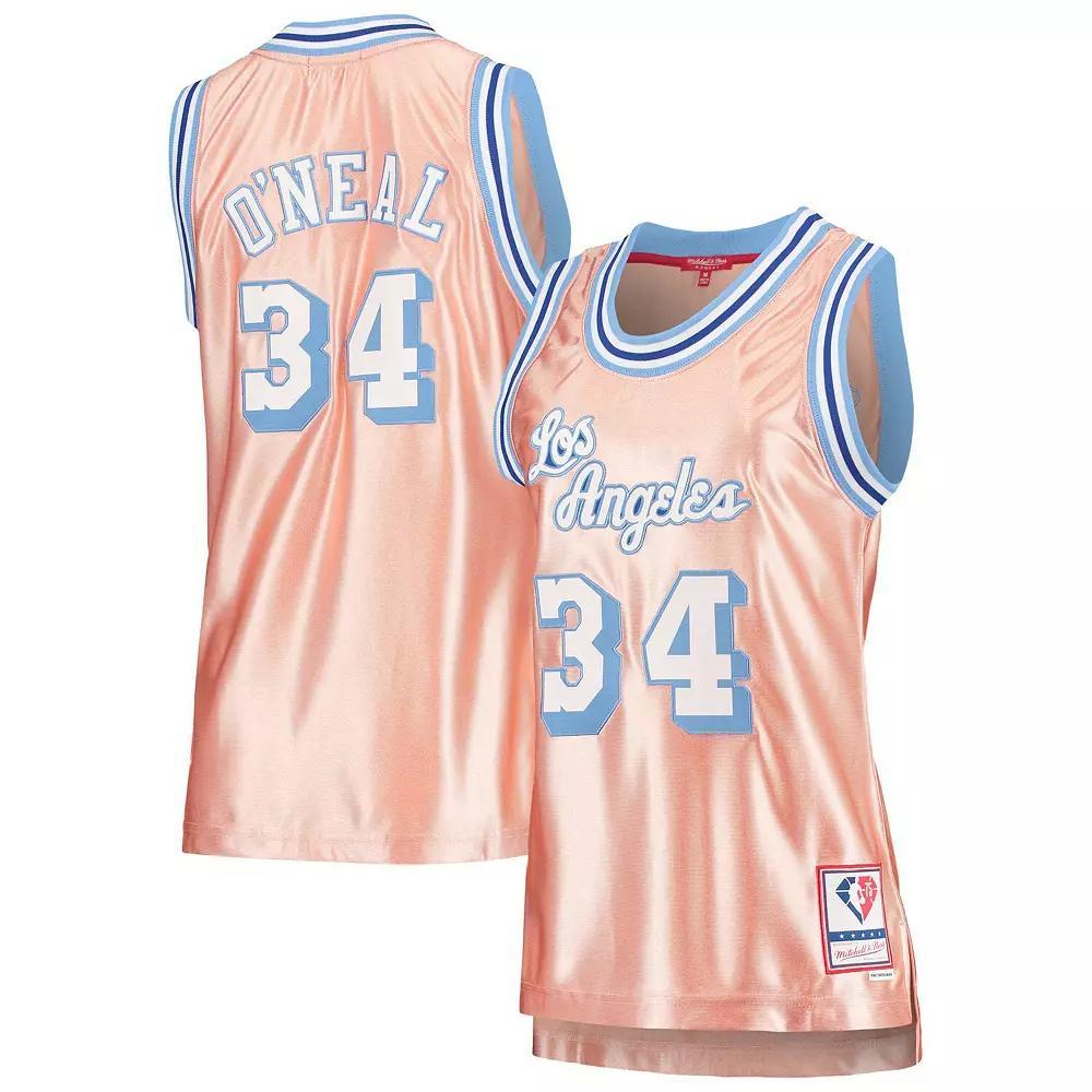 Women's Mitchell & Ness Shaquille O'Neal Pink Los Angeles Lakers 75th Anniversary Rose Gold 1996 Swingman Jersey, Size: Medium Product Image
