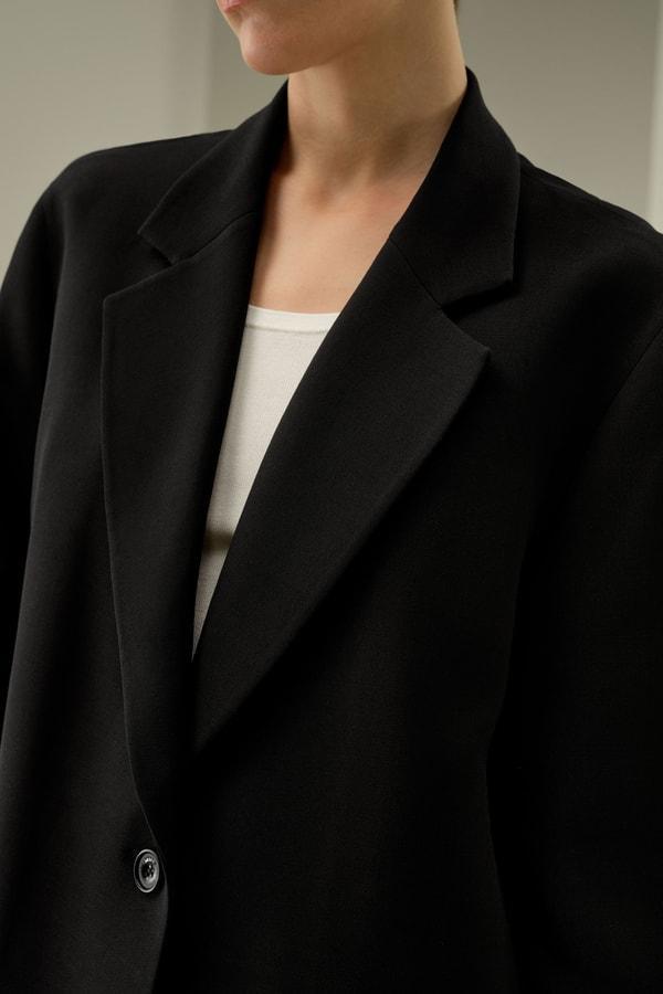 LILYSILK Wool Jacket - Female - Black Wool & Silk - Graceful Single Button Design Overcoat XS Product Image