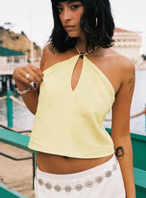 Santorini Crush Bead Detail Top Lemon Product Image