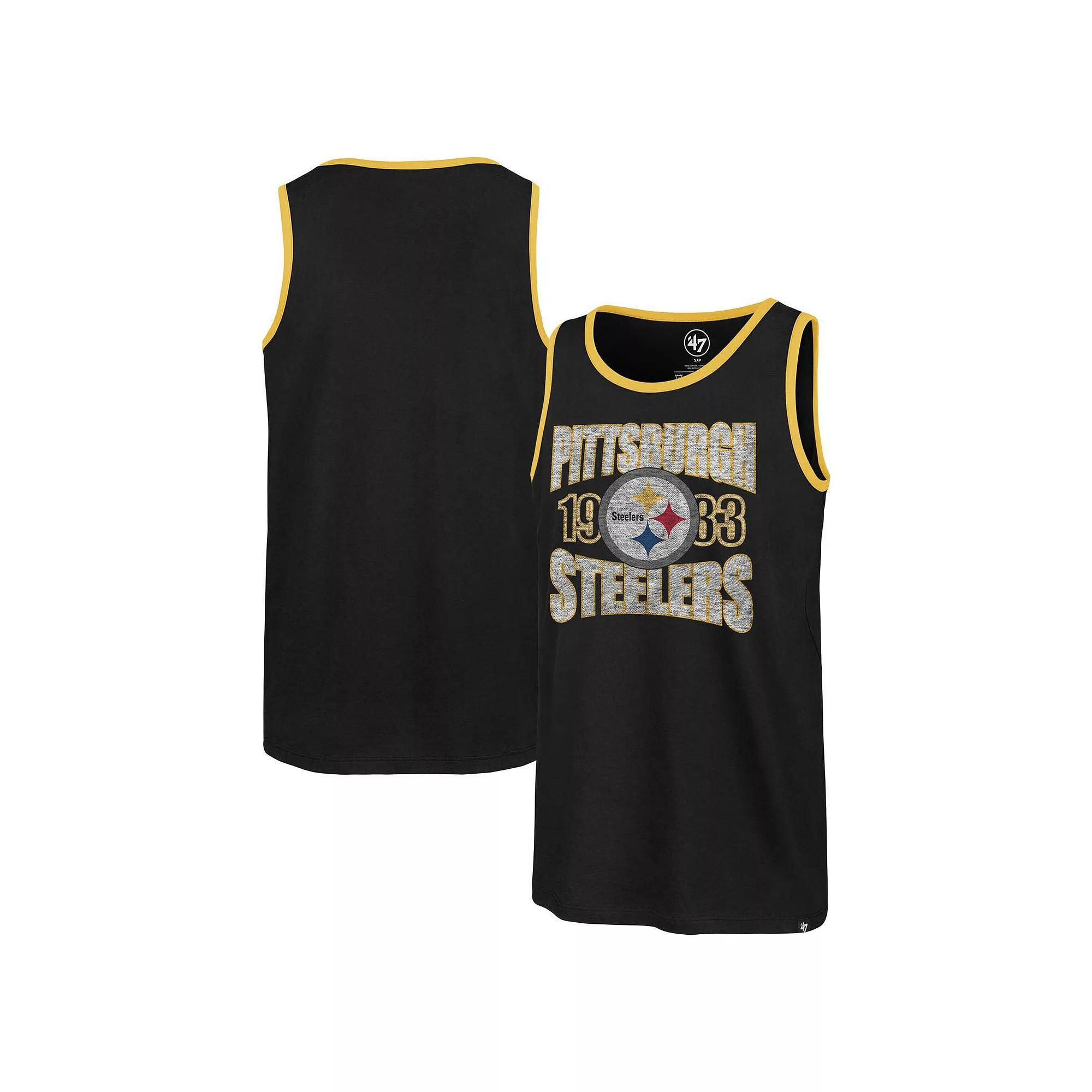Men's '47 Black Pittsburgh Steelers Upload Franklin Tank Top,  Product Image