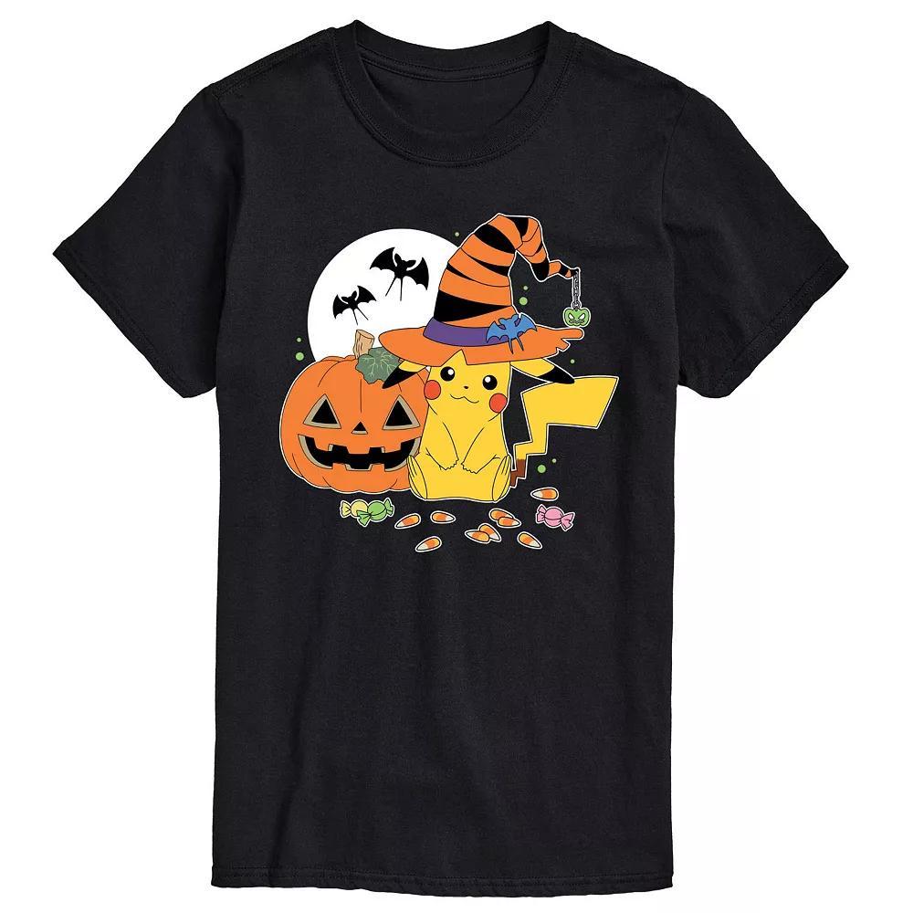 Big & Tall Pokemon Witch Pikachu With Candy Graphic Tee, Men's, Size: Large Tall, Black Product Image