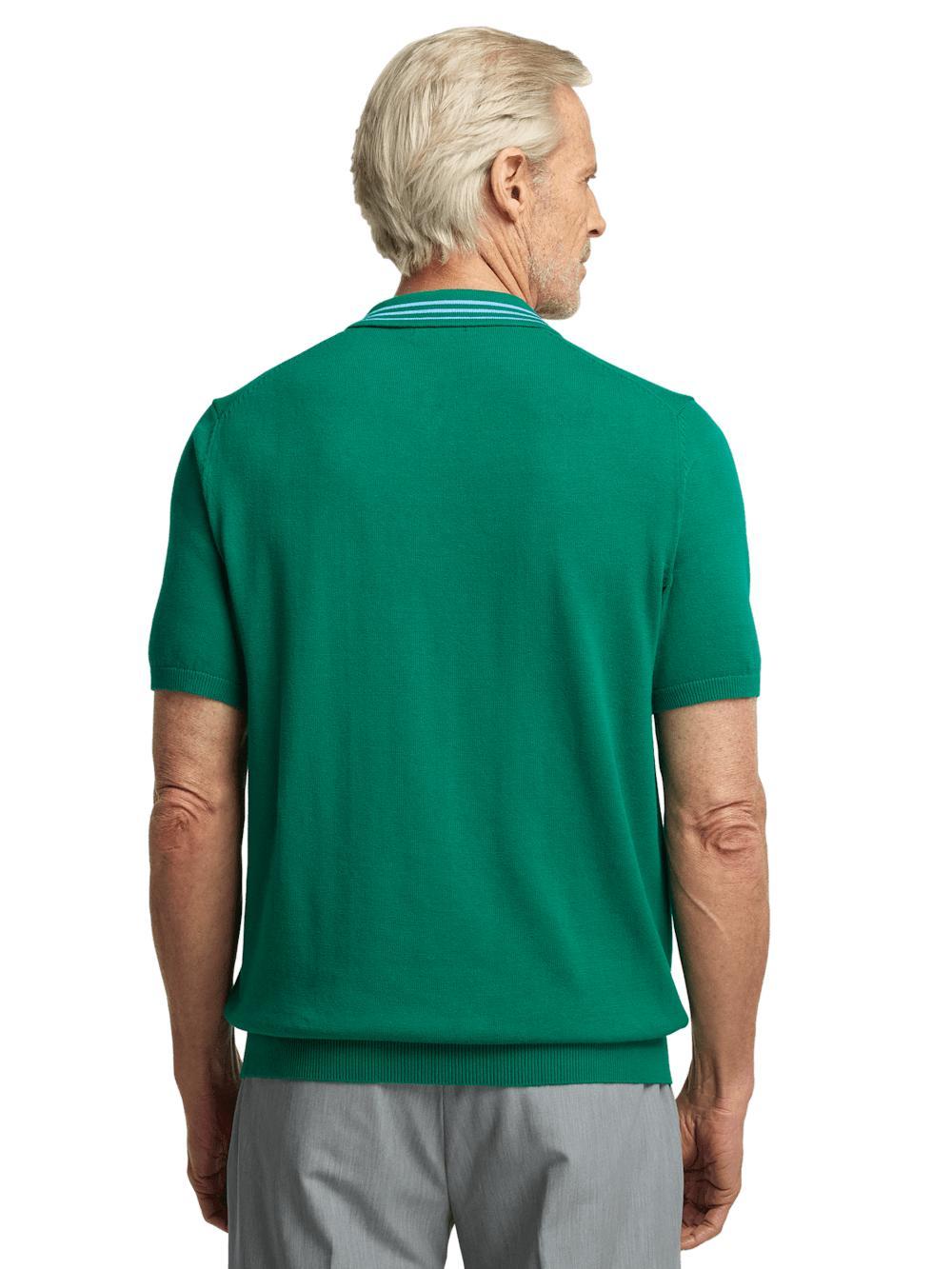 Cotton Full Zip Polo - Green Product Image