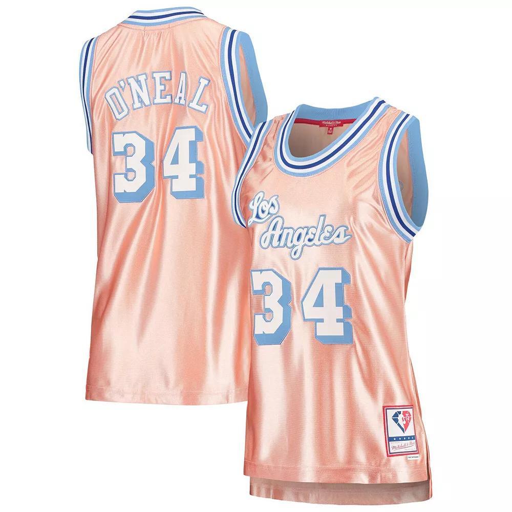 Women's Mitchell & Ness Shaquille O'Neal Pink Los Angeles Lakers 75th Anniversary Rose Gold 1996 Swingman Jersey, Size: Medium Product Image