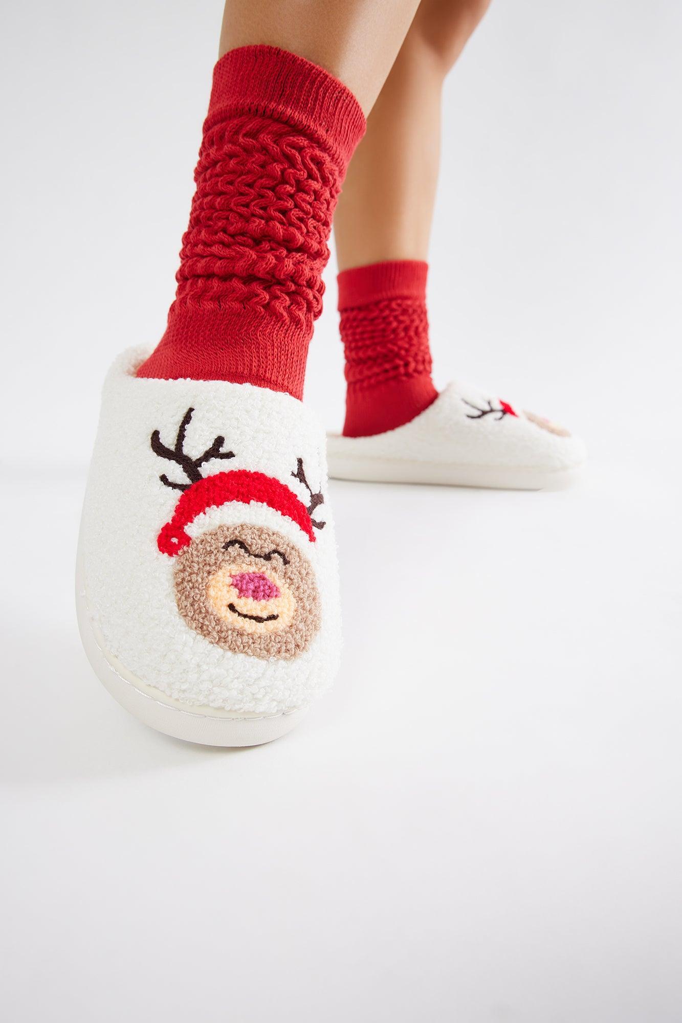 Santa's Reindeer Slippers - Red/combo Product Image