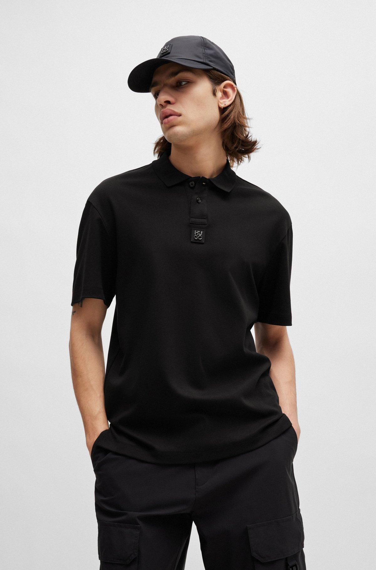 HUGO BOSS Logo-appliqué Cotton Polo Shirt In Black Product Image