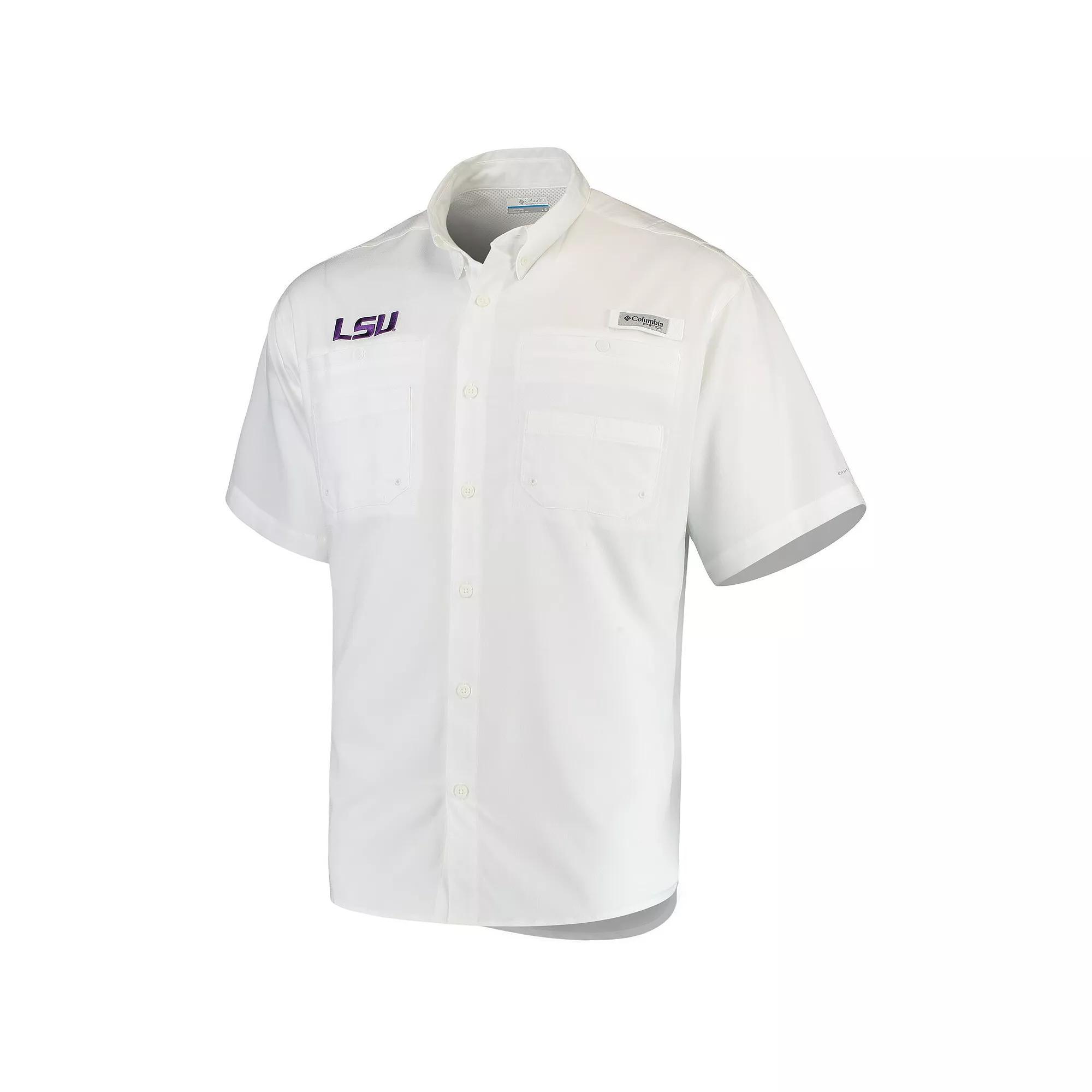 Men's Columbia White LSU Tigers PFG Tamiami Shirt,  Product Image