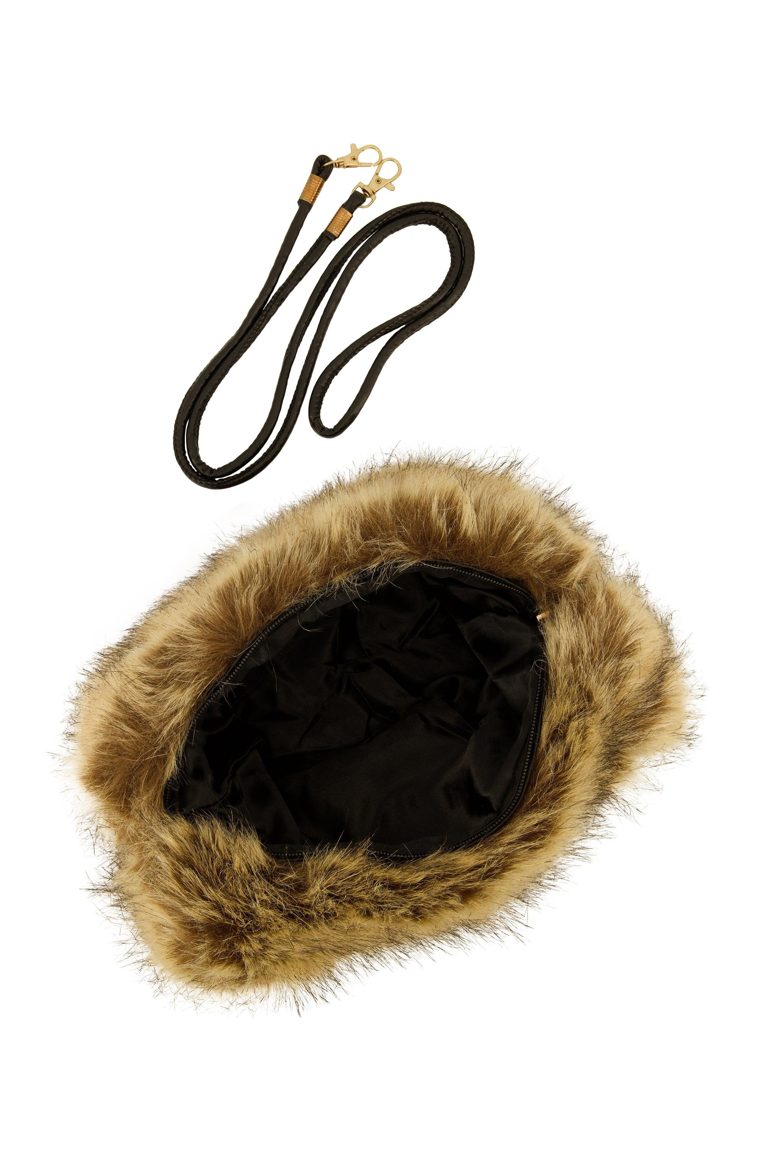 Womens Faux Fur Muff Crossbody Bag Product Image