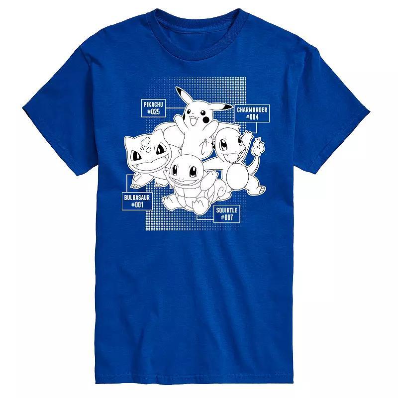 Big & Tall Pokemon Starter Characters Black And White Graphic Tee, Men's, Size: XXL Tall, Blue Product Image