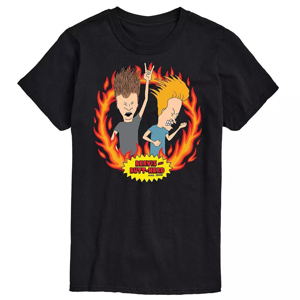 Big & Tall Beavis & Butthead Rock Flames Tee, Men's, Size: XL Tall, Black Product Image