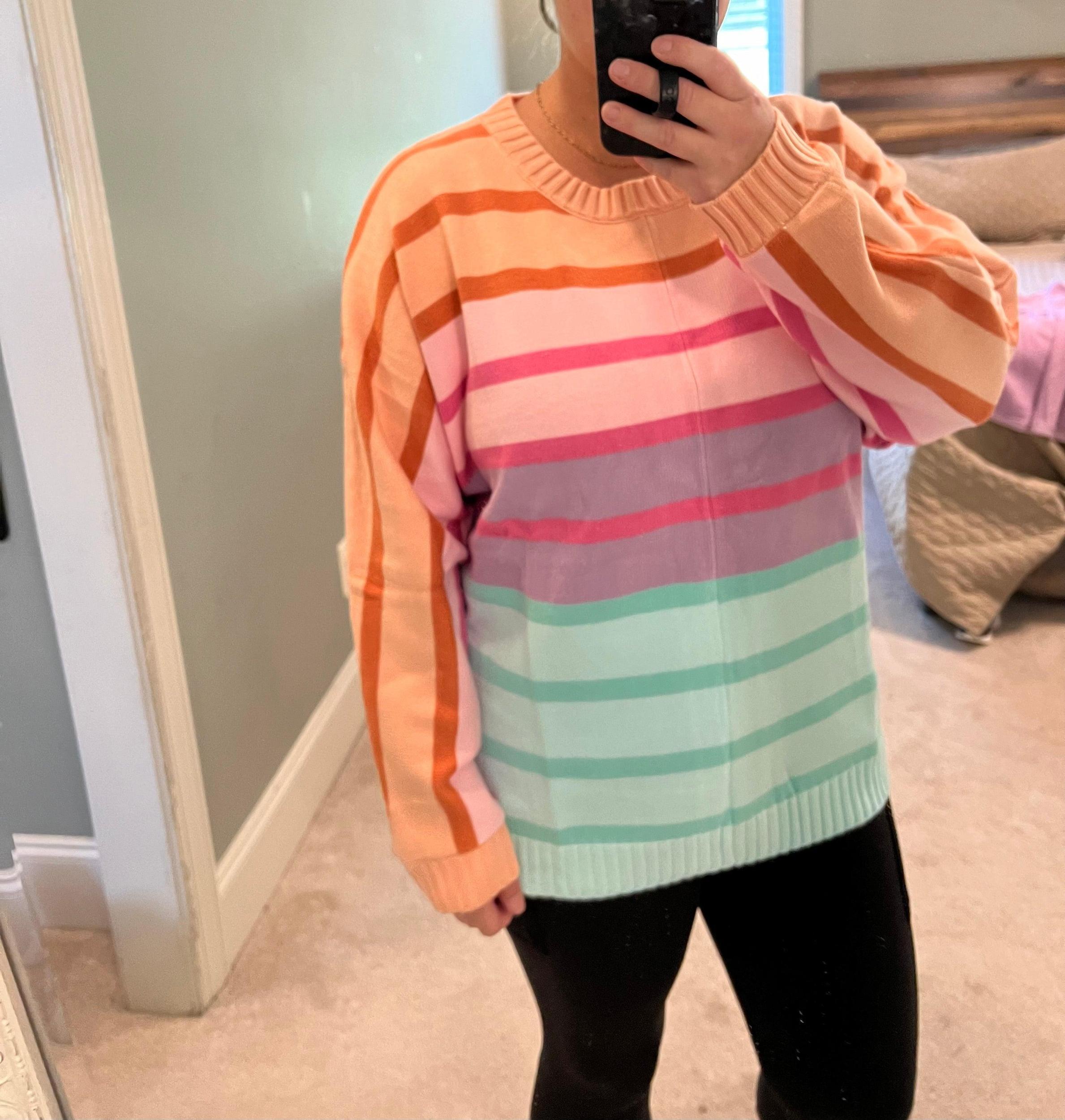 Multi Striped Loose Sweater Product Image