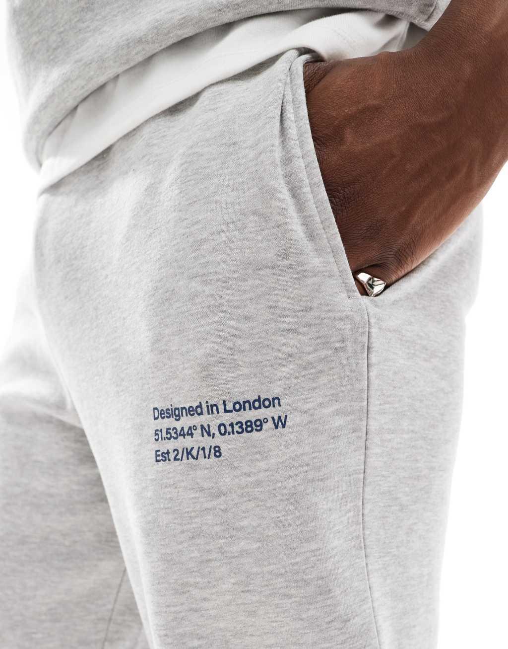COLLUSION relaxed coordinate print skate sweatpants in gray heather - part of a set Product Image