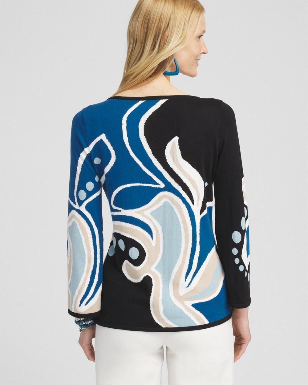 Swirl Print Crew Neck Pullover Sweater Product Image