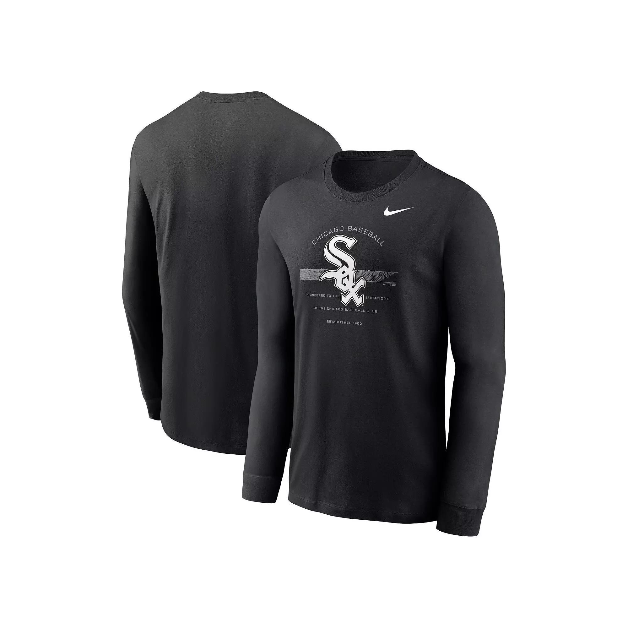 Men's Nike Black Chicago White Sox Over Arch Performance Long Sleeve T-Shirt, Size: Small Product Image