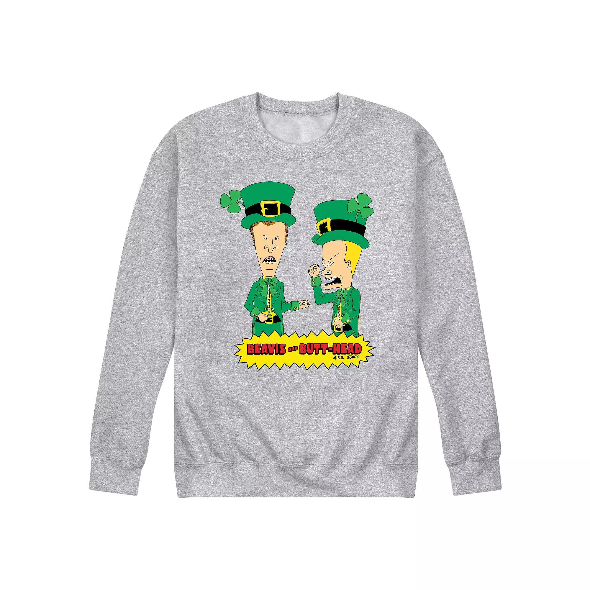 Men's Beavis And Butthead St Patricks Day Sweatshirt, Size: XL, Gray Product Image