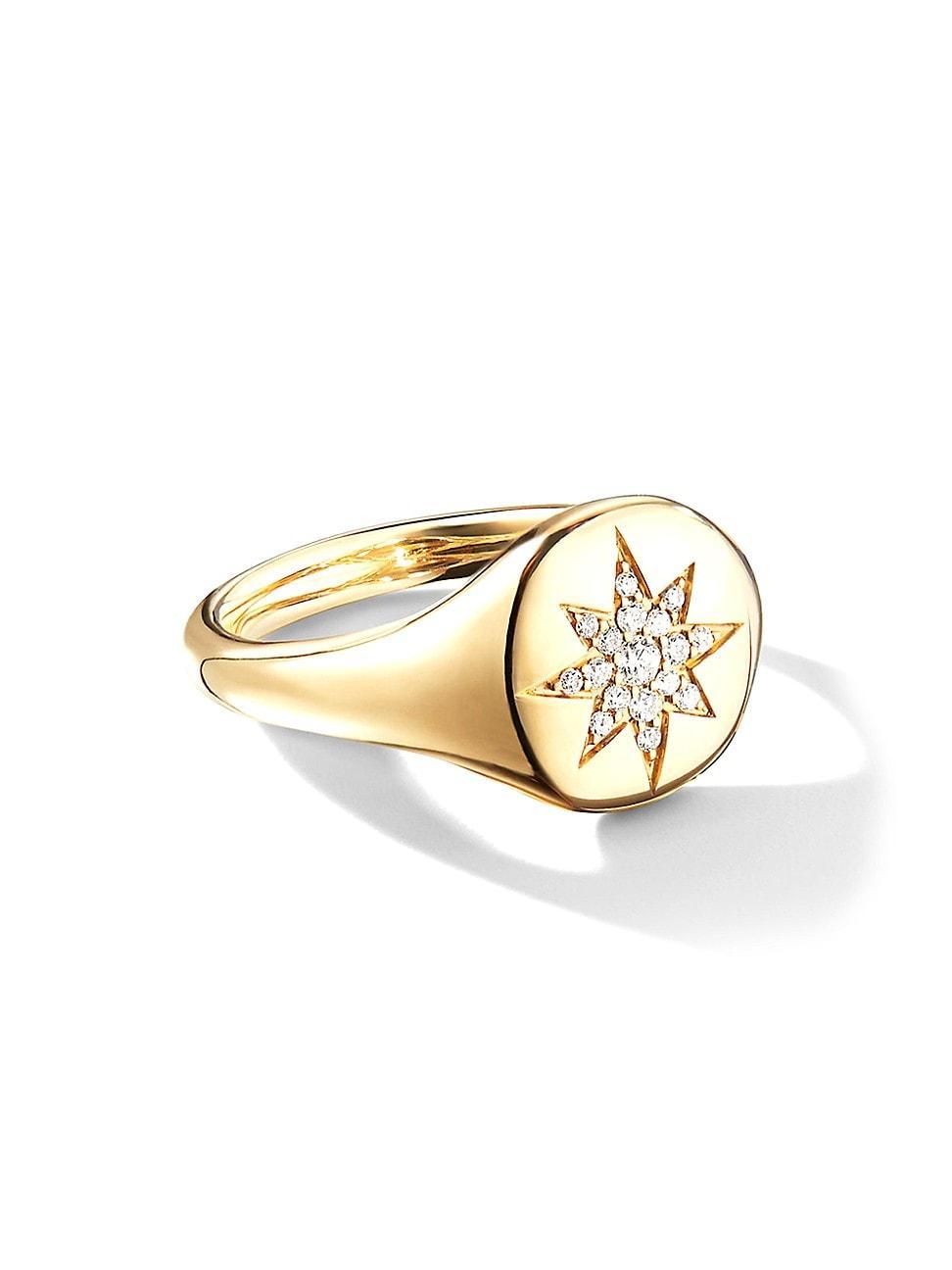 Womens Cable Collectibles Compass Pinky Ring in 18K Yellow Gold Product Image