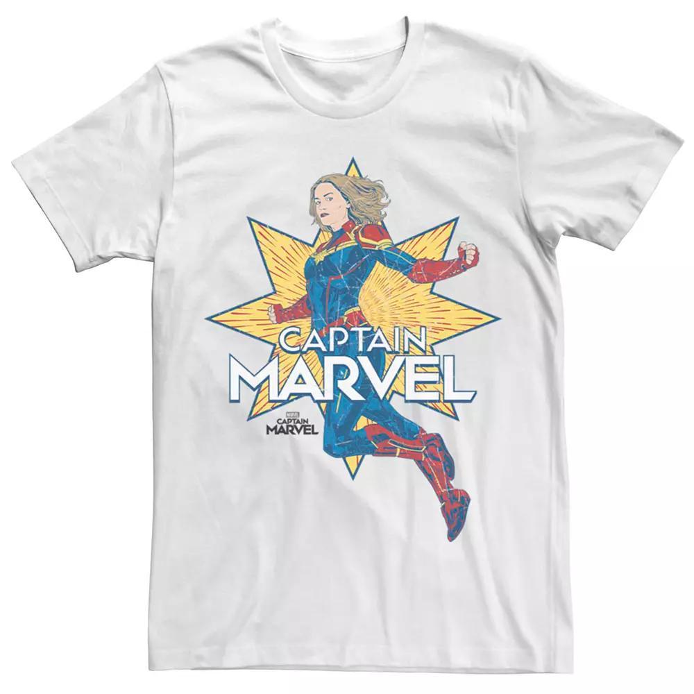 Men's Marvel Captain Marvel Star Burst Cartoon Tee, Size: 3XL, White Product Image