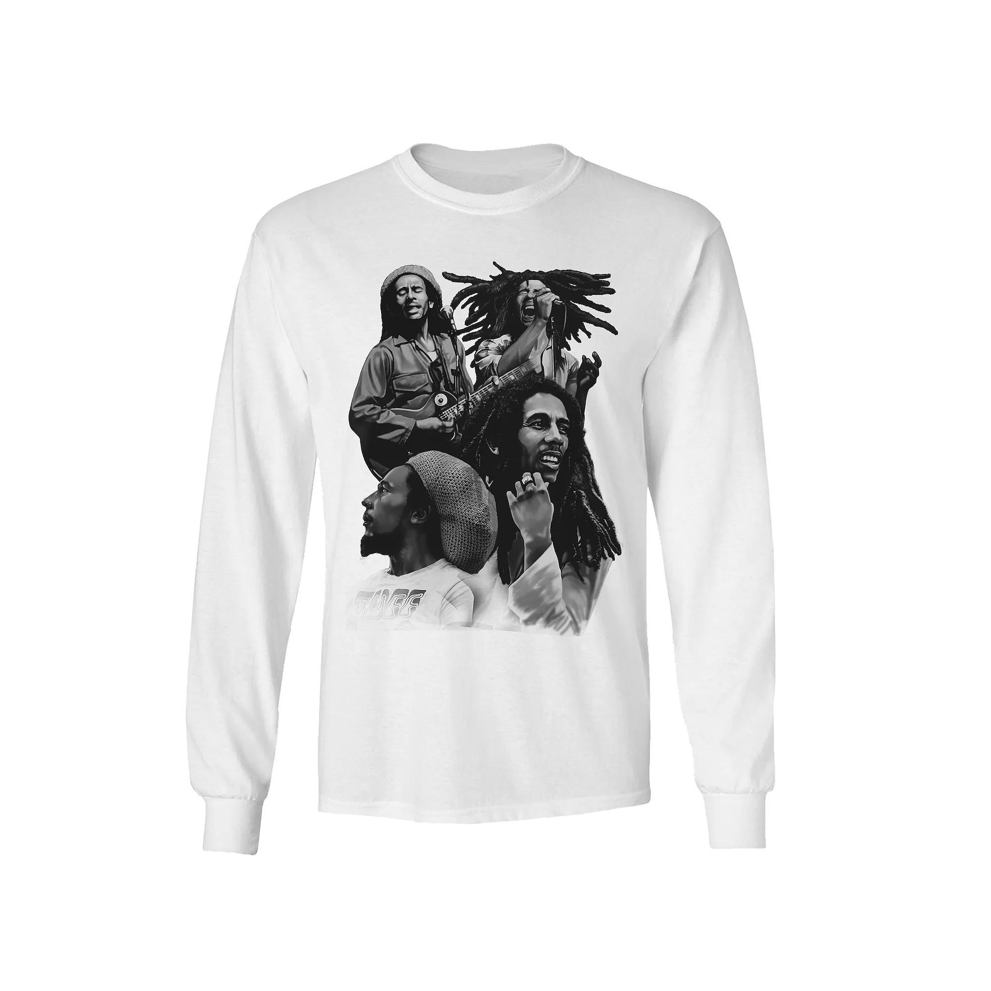 Men's Bob Marley Free Our Minds Long Sleeve Tee, Size: Small, White Product Image