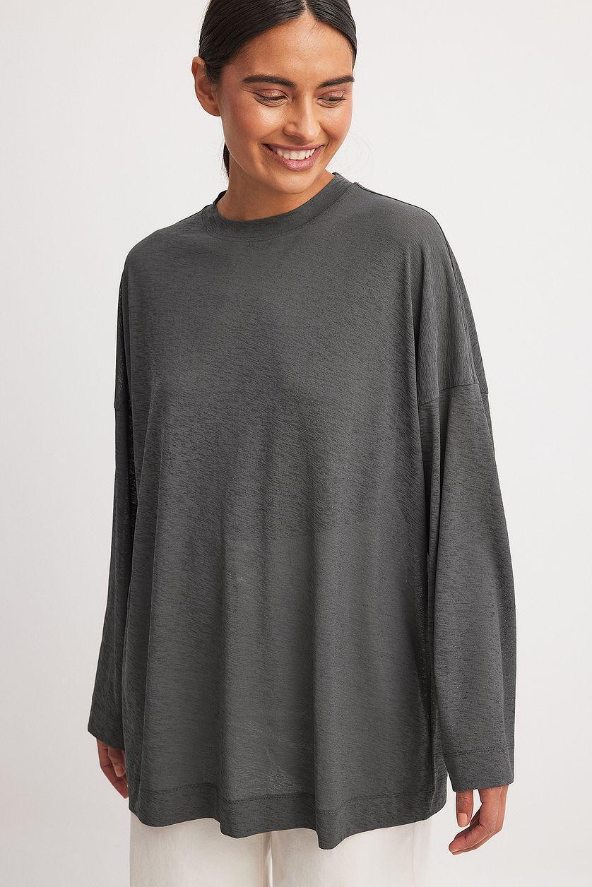 Oversized Sheer Long Sleeve Top Product Image