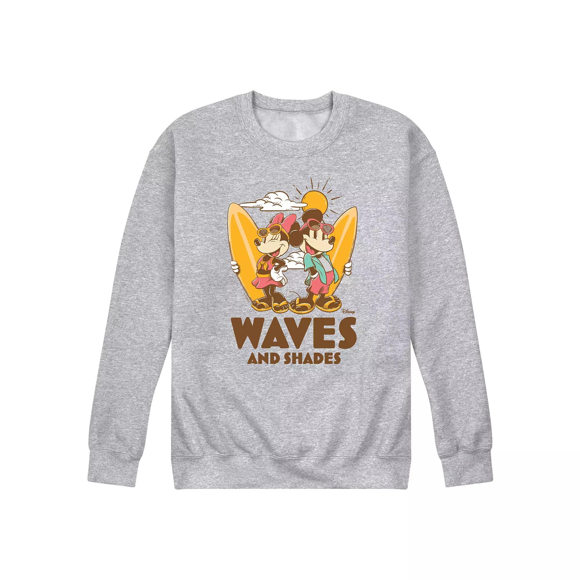 Disney's Mickey & Minnie Mouse Men's Waves And Shades Fleece Sweatshirt, Size: XXL, Grey Gray Product Image