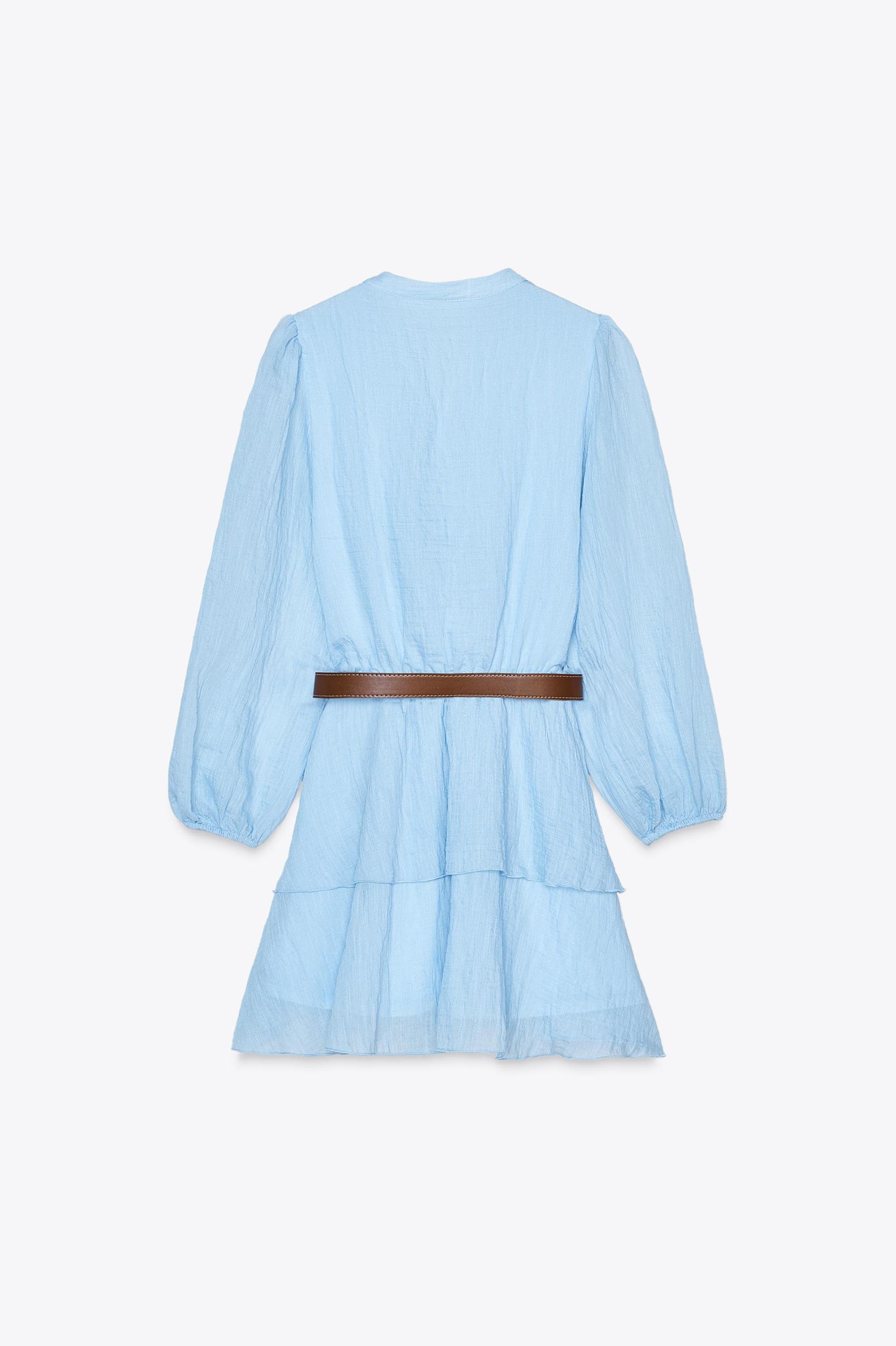 BELTED RUFFLED DRESS Product Image