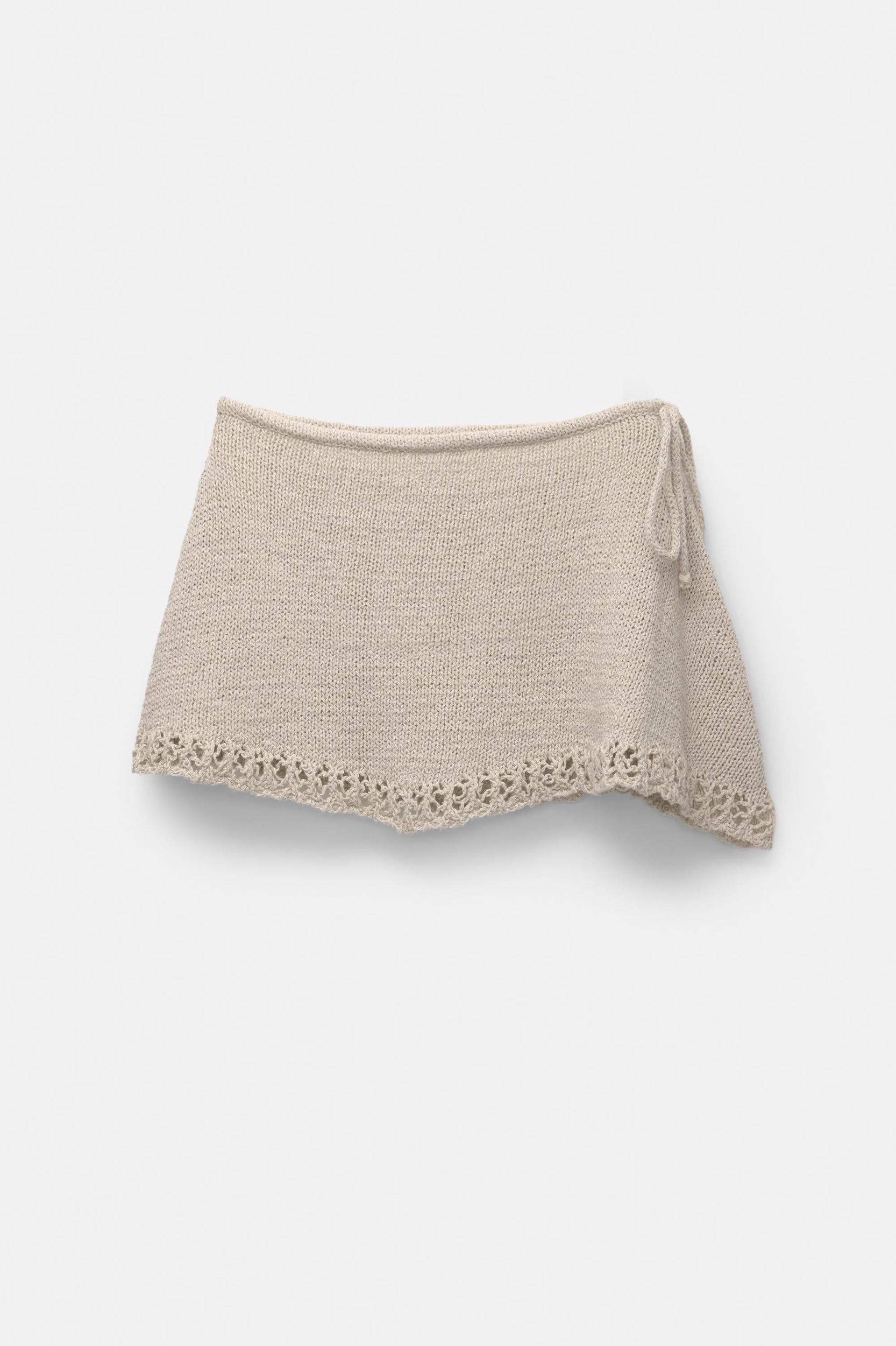 Knit mini skirt with open knit hem Product Image