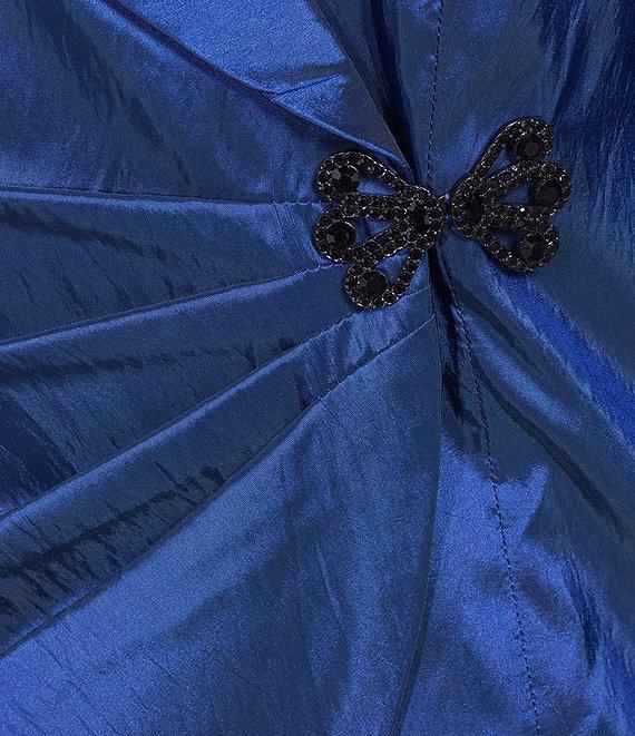 Alex Evenings Plus Size 3/4 Sleeve Collared V-Neck Taffeta Blouse Product Image