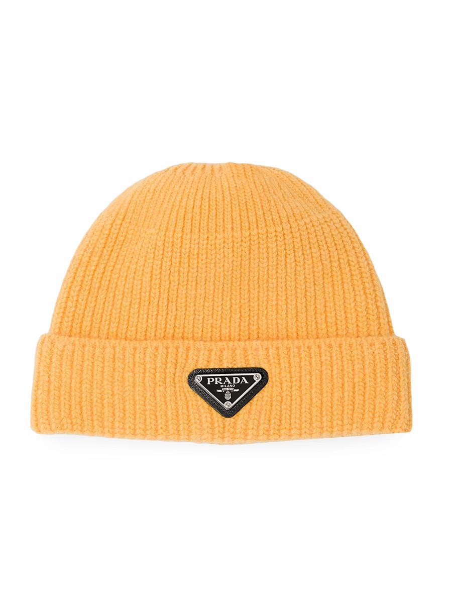Mens Wool-Cashmere Ribbed Beanie Hat with Symbole Product Image